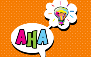 Aha! Aha sign with lightbulb